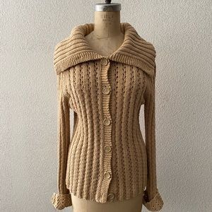 American Eagle brown roll neck knit cardigan size large
